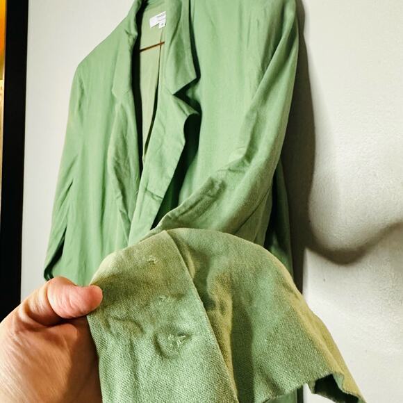 THAKOON COLLECTIVE Green Oversized Linen Blazer Size 12 - Picture 8 of 14